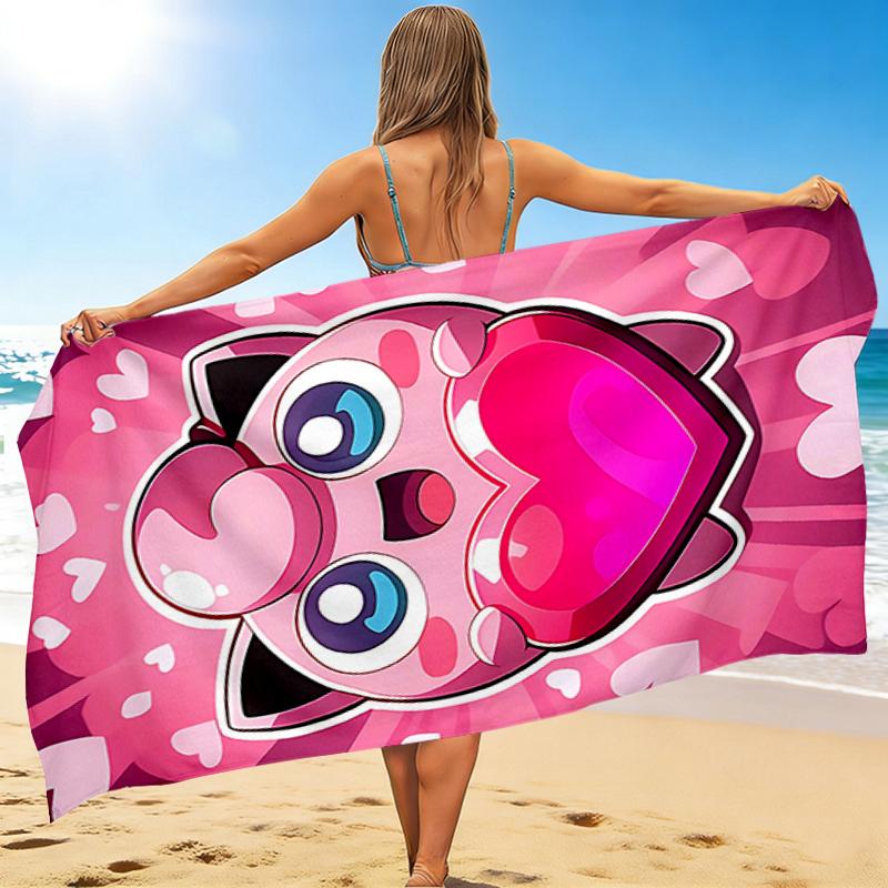 1Pc Pink Cat Heart Love Beach Towel, Quick Dry, Multi-Use for Beach Pool Gym Yoga Home Travel, Christmas, Halloween, Xmas Gift M929282