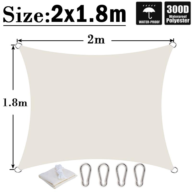 Milky 300D Polyester Waterproof Sun Shade Fabric Sun Shelter Tent Outdoor Triangle Rectangle Awning Garden Terrace Sun Canopy