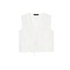 Spring and Summer New Women's Clothing Minimalist Wind Easiest for Match Bows Cotton Blend Embroidered V-neck Sleeveless Tops 0881017