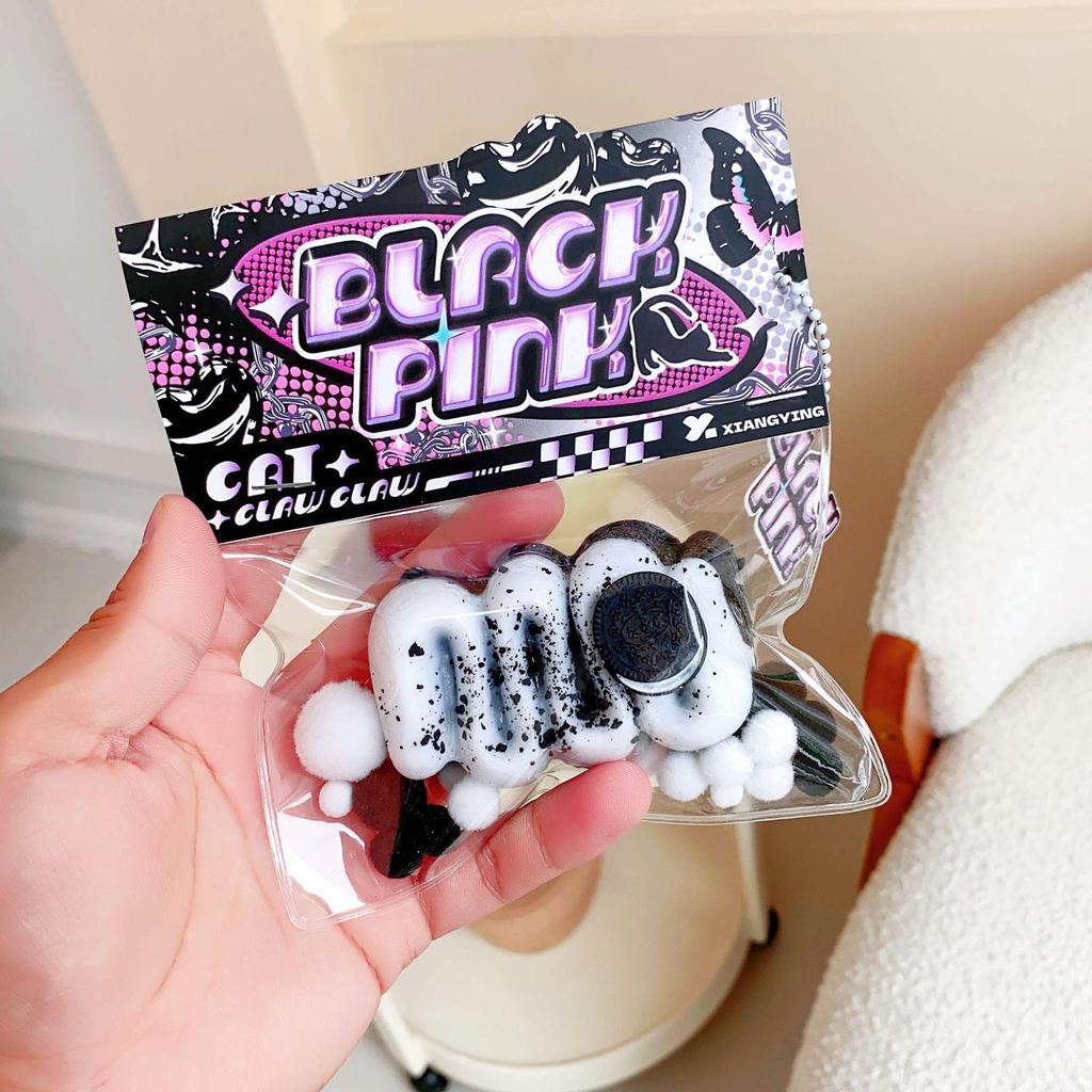 Розовая и черная кошачья лапка, игрушка-антистресс для сжимания - Мягкая, похожая на грязь, декомпрессионная вещь в слепом пакете
