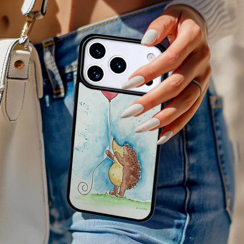Чехол для телефона с ежиком и шариком Для iPhone 17 Air 14 15 13 12 Max Чехол Для Apple 14 15 16 16e 11 Pro Max Plus