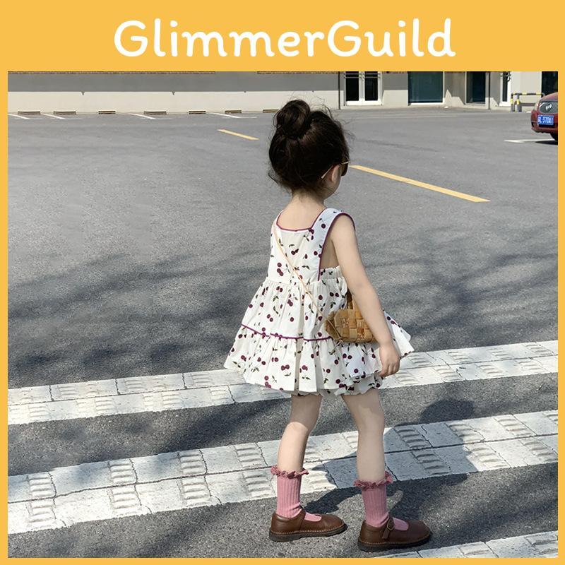 Очаровательный летний комплект из двух предметов для маленьких девочек с принтом в виде цветущей сакуры