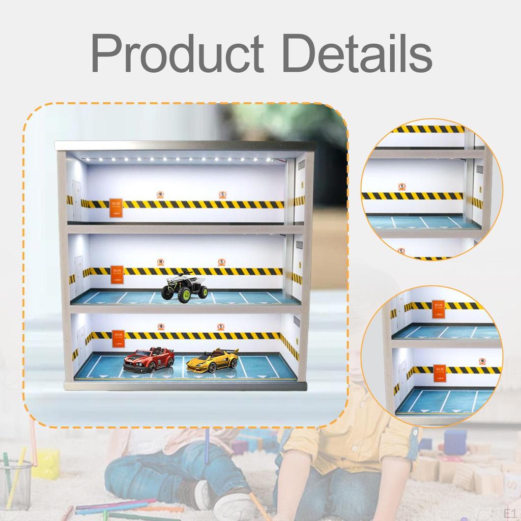 1:64 Diecast Car Display Case Vehicle Scene Toy Background, Backdrop Collection Garage Diorama with