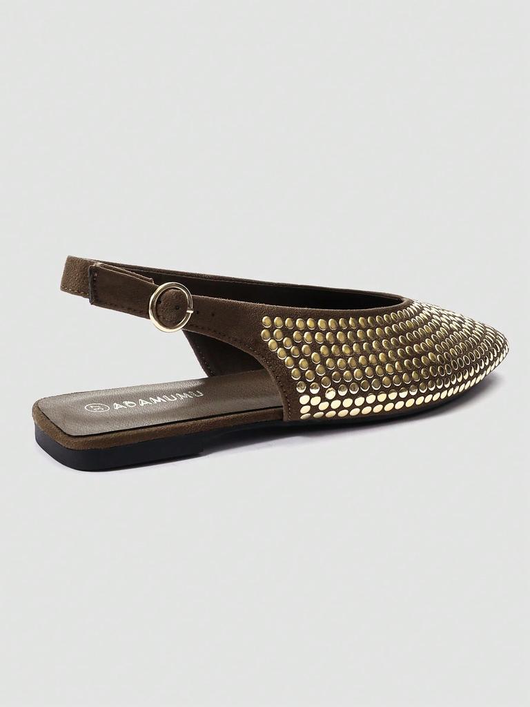 Черные балетки Мэри Джейн с острым носом, золотыми пайетками и ремешком с пряжкой