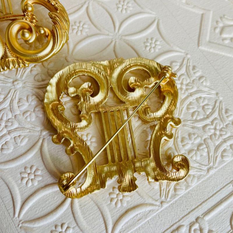 Винтажная золотая брошь-арфа ювелирные изделия музыкальный костюм булавка для кардигана свитер ретро