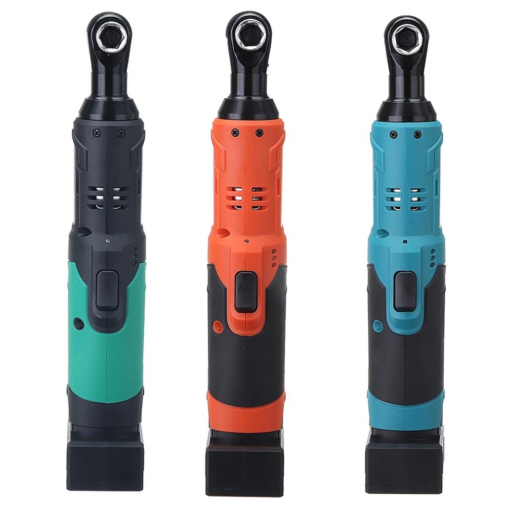 3/8"  Cordless Electric Wrench Ratchet 42V Rechargeable Scaffolding 100Nm Right Angle Wrench Tool + 2 Battery Charger