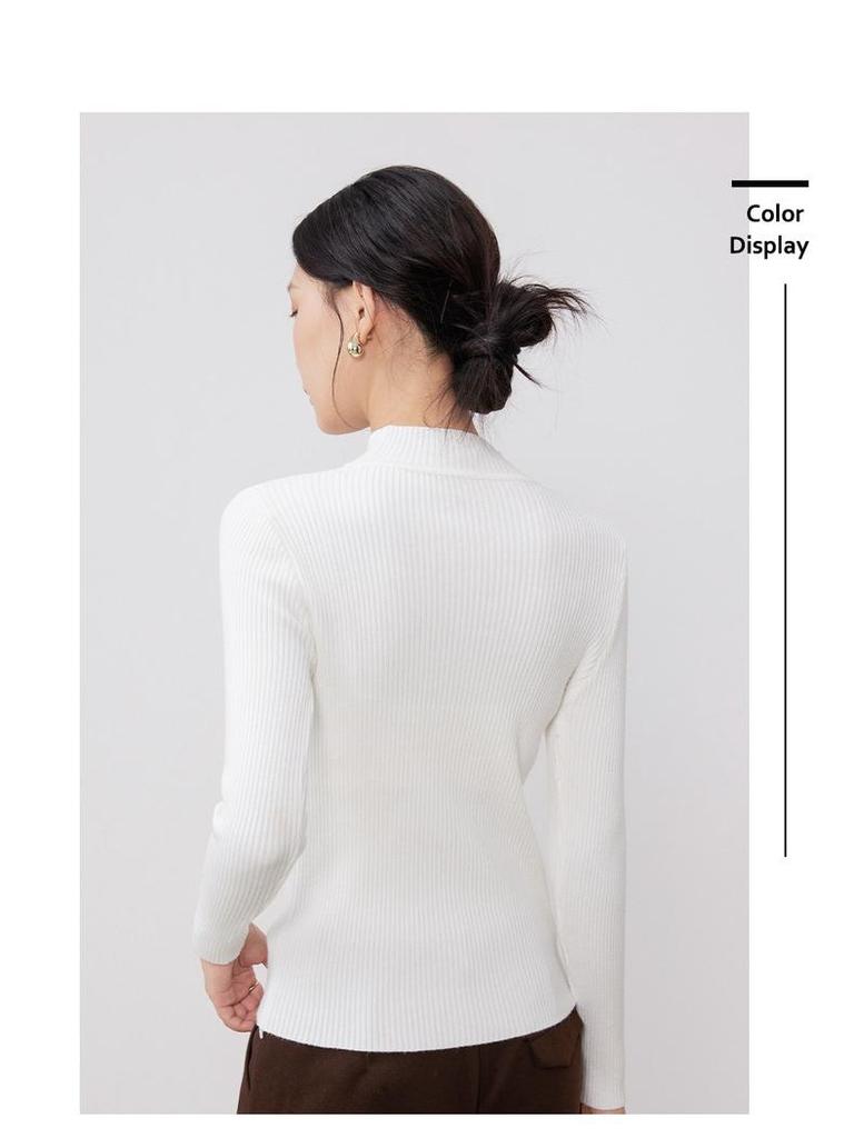 Women's Long Sleeve High-Neck Slim Fit Knit Sweater - 2025 Autumn/Winter Collection