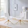 [Set of 2] Swivel Chair In Light Luxury Design: White PU Coating + Gold-colored Metal Legs, Silent 360 Degrees Swivel