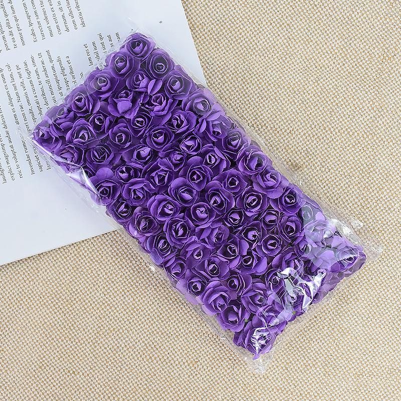 144/288pcs 2cm Mini Paper Rose Artificial Flowers Bouquet For Wedding Home Decoration DIY Scrapbooking Crafts Fake Plants Wreath