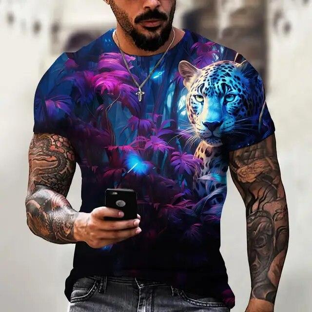 Футболка с 3D принтом Tiger Fighting Animal Beast Fierce, летние мужские топы с короткими рукавами большого размера, футболки, мужская дизайнерская одежда