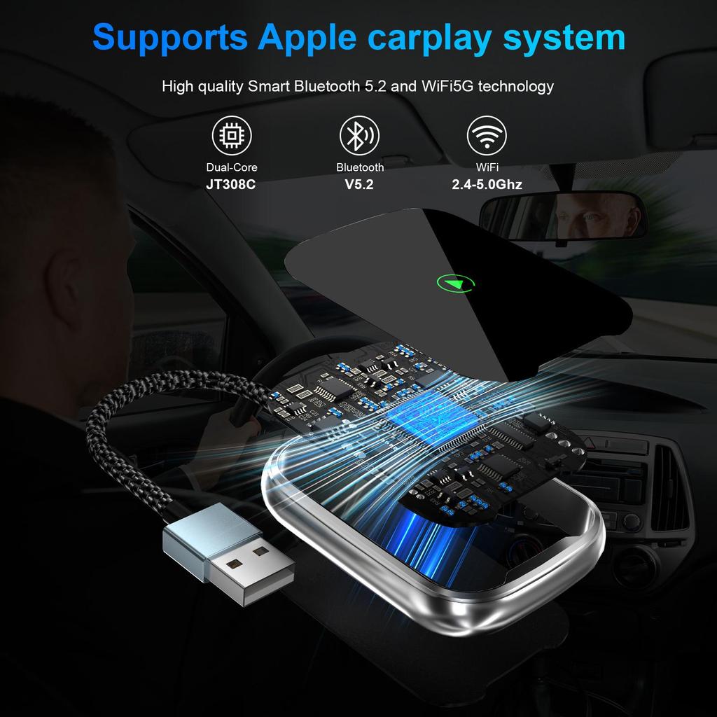 Стабильный проводной в беспроводной конвертер CarPlay и Android Auto для автомобилей