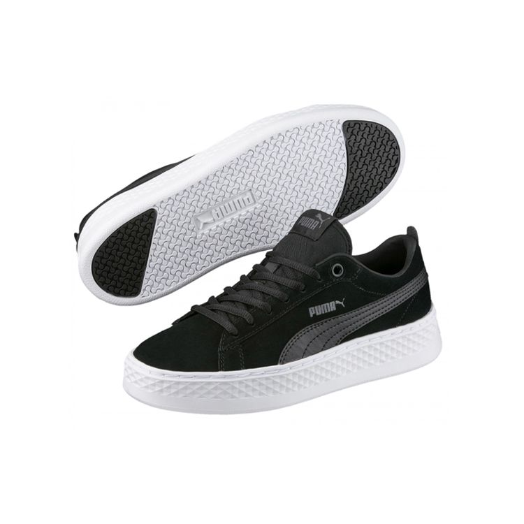 Puma Smash Platform Замшевые Повседневные Кроссовки с Низким Верхом Женские Кроссовки Черно-Белые 366488-01