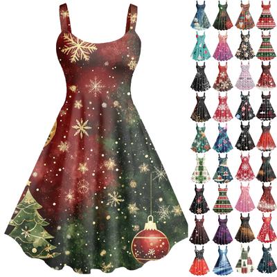 Женское повседневное и модное платье с принтом, сексуальное, на подтяжках, ретро, большое платье-качели