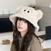 Cute funny big eyes plush hat women autumn and winter thickened thermal basin hat big head circumference cartoon couple bucket hat