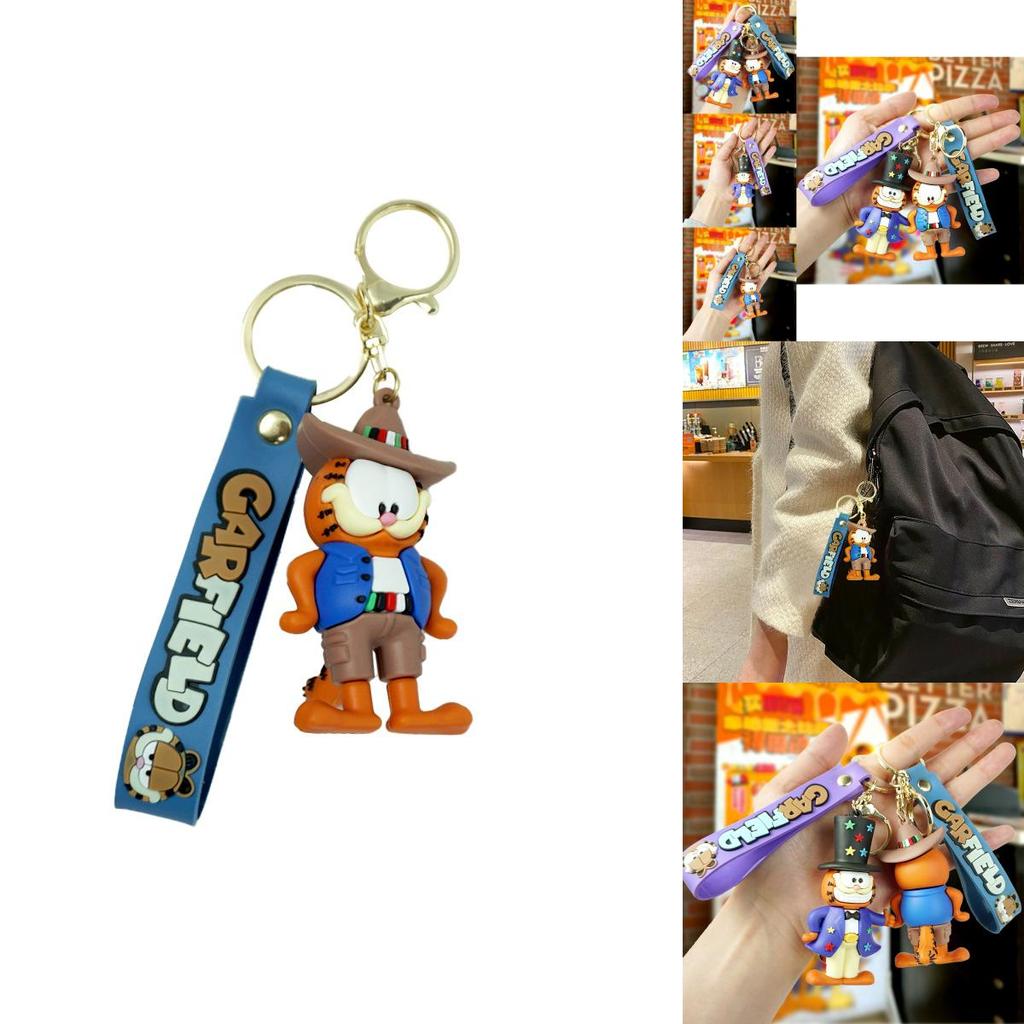 Очаровательный брелок Гарфилд Мультяшный персонаж в ковбойской шляпе Милый аксессуар для сумки