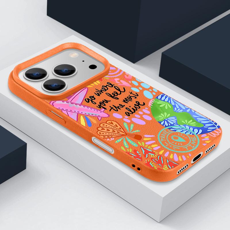 Чехол с мультяшным узором Огненный Шар для iPhone 17 Pro Max iPhone 16 Pro Max 15 14 13 12 11 16E Air Люксовая Силиконовая Крышка с Текстурой Кожи
