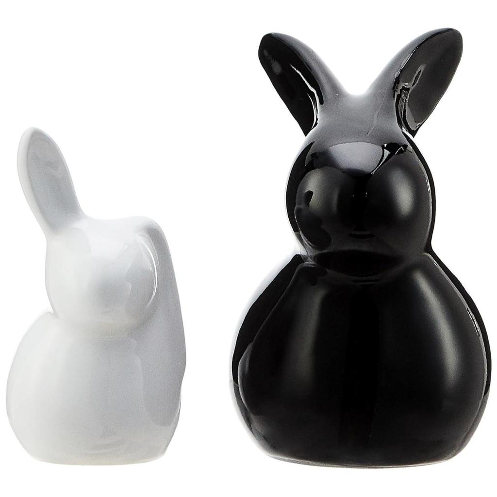 Керамические фигурки кроликов для домашнего декора (Набор из 2 шт., черный и белый)