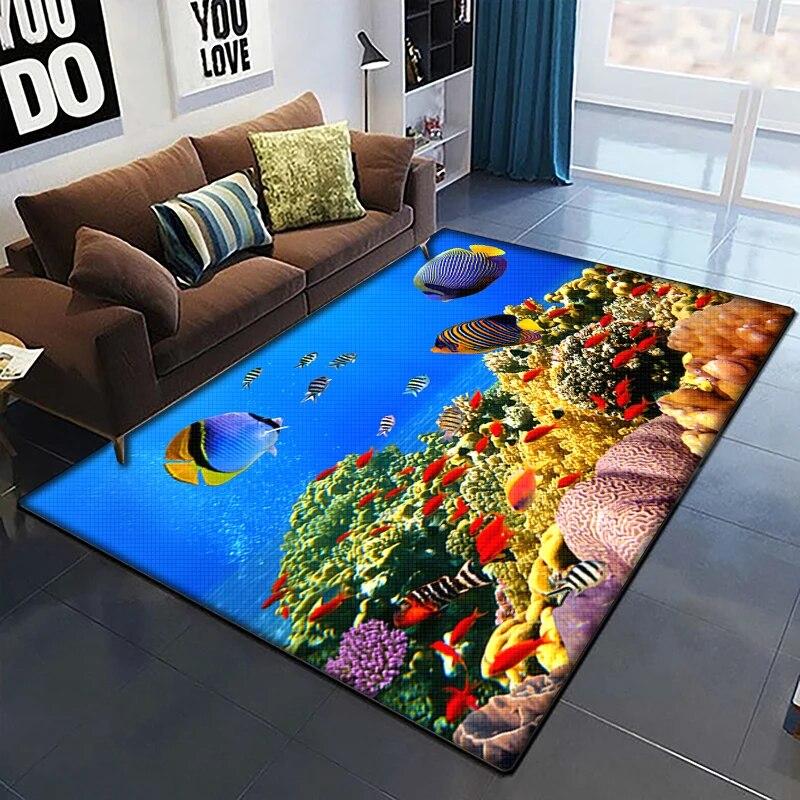 Морская рыба, красивый ковер с росписью для гостиной, большой ковер, черный мягкий ковер, украшения дома, коврики, коврики в стиле бохо, пикник