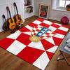 "Red Checkered Football Emblem Design" Patterned carpet a non slip rug suitable for all seasons and any setting, gift