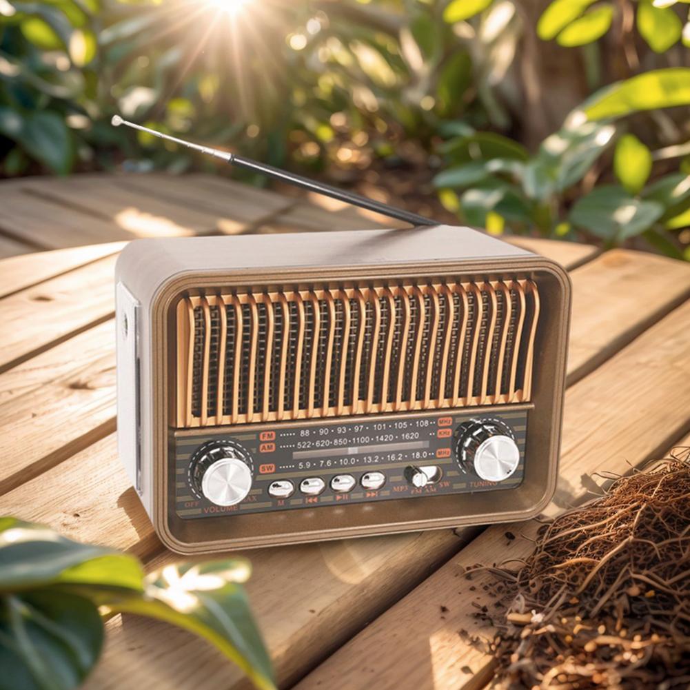 Портативное FM AM SW радио с BT-динамиком, светодиодным фонариком, винтажное радио, поддержка TF-карты для дома и офиса