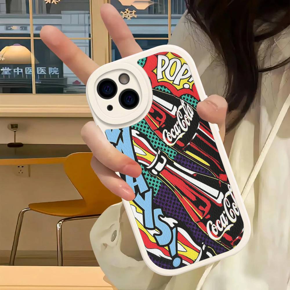 Горячий C-Coca Напитки C-Cola Чехол для телефона Для Iphone 16 15 14 13 12 11 Pro Max Plus Кожаный Мягкая задняя крышка