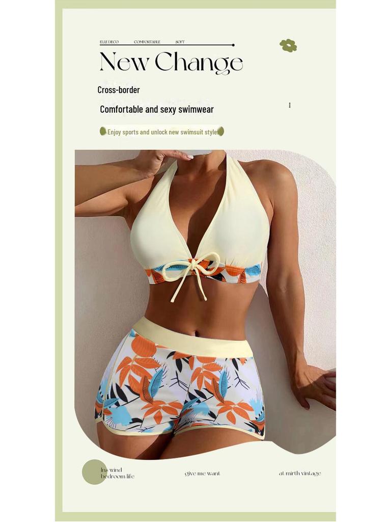 Женский купальник бикини с высокой талией и разрезами