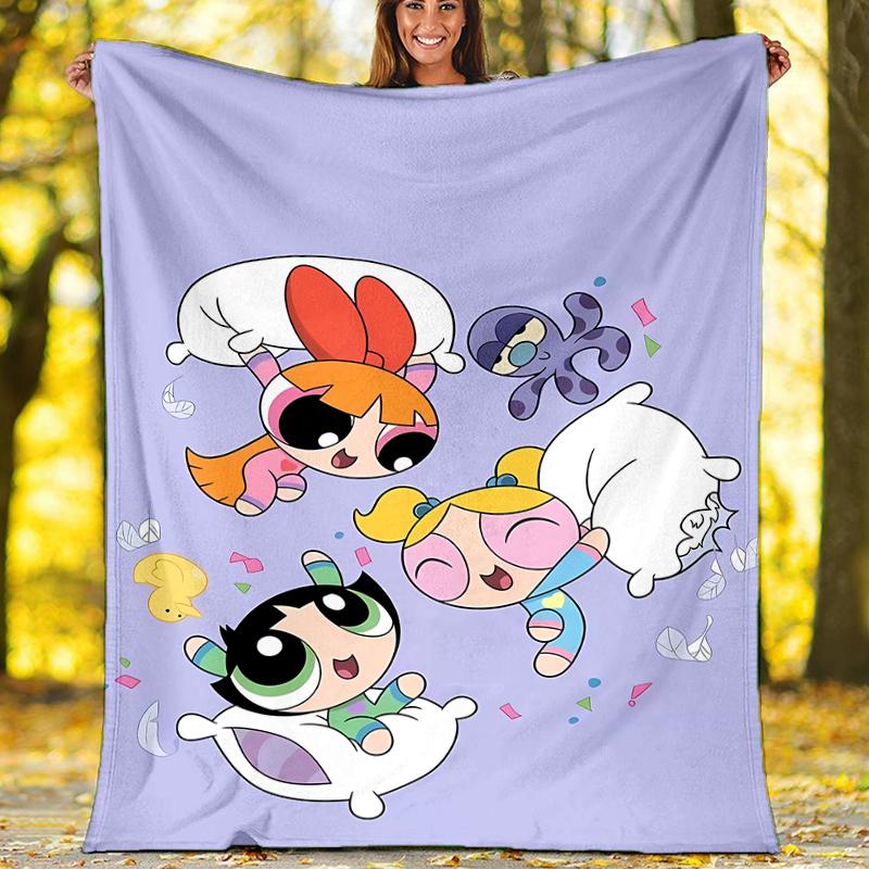 The Powerpuff Girls Theme Printed Blanket - Perfect for Couch, Bed, Travel & Outdoor Use | Machine Washable, Cozy & Durable.