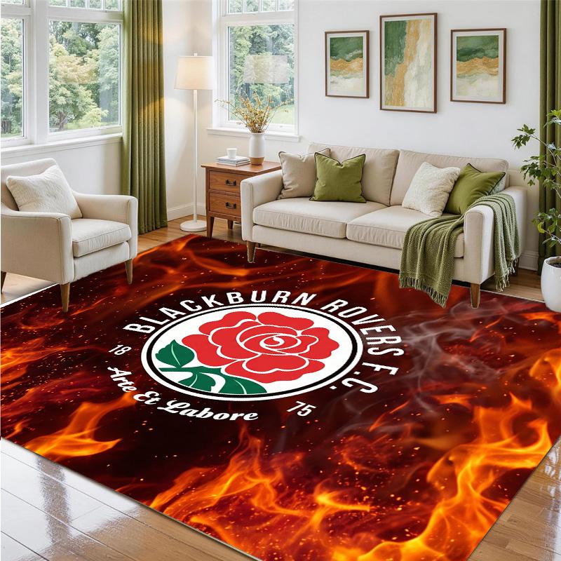 Blackburn Rovers Football Design Crystal Velvet Rug Soft Decorative Mat for Bedroom Entrance