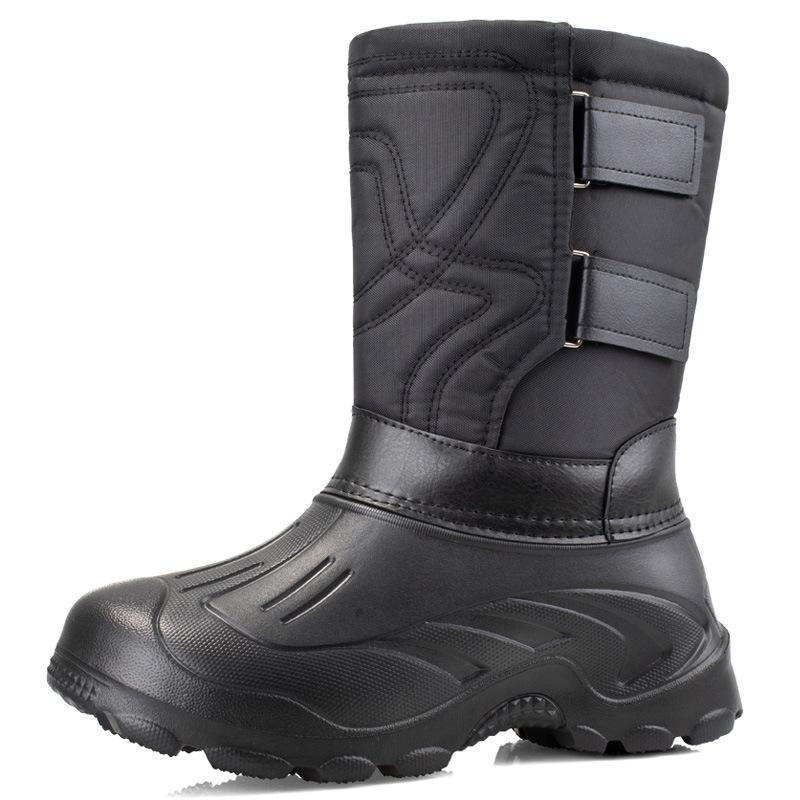Autumn and Winter Thickened Large Size Men's Waterproof Outdoor Snow Boots Mid-calf Liner Padded Cotton Fishing Boots