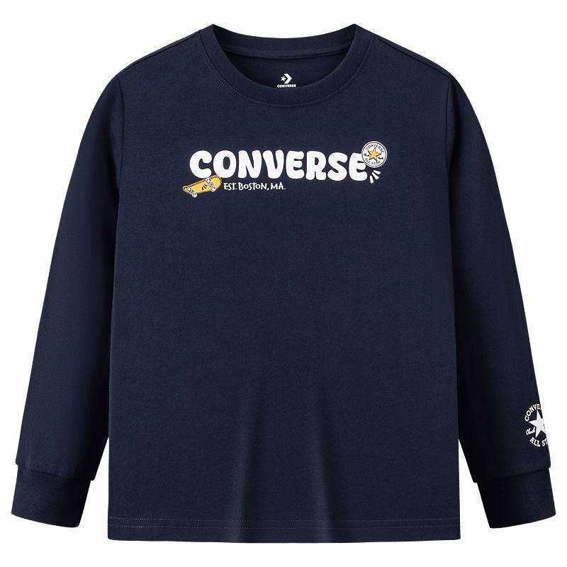 Converse Детская хлопковая футболка с двусторонним принтом, с длинным рукавом