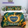 Custom Name Boca Juniors Pattern Bedding Quilt Set  Home Decoration  Gift (1 * duvet cover + 2 * pillowcase  without core)