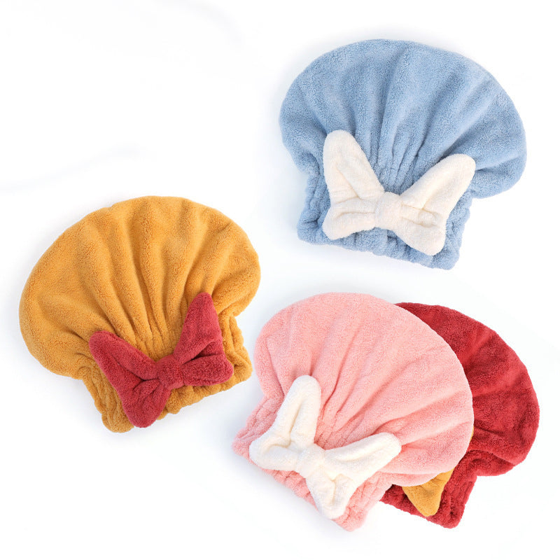 Super Absorbent Bath Cap Women's Quick Dry Cap Cute Bow Princess Towel Bath Cap Dry Hair Hat Bathroom Accessories