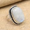 Радужный лунный камень, драгоценный камень, ювелирное кольцо ручной работы из твердого серебра 925 пробы