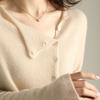 Autumn Winter Women's Sweater Elegant Button Design Knitted Cardigans for Women Casual Sweaters Low Round Neck Thin Knitted Outer
