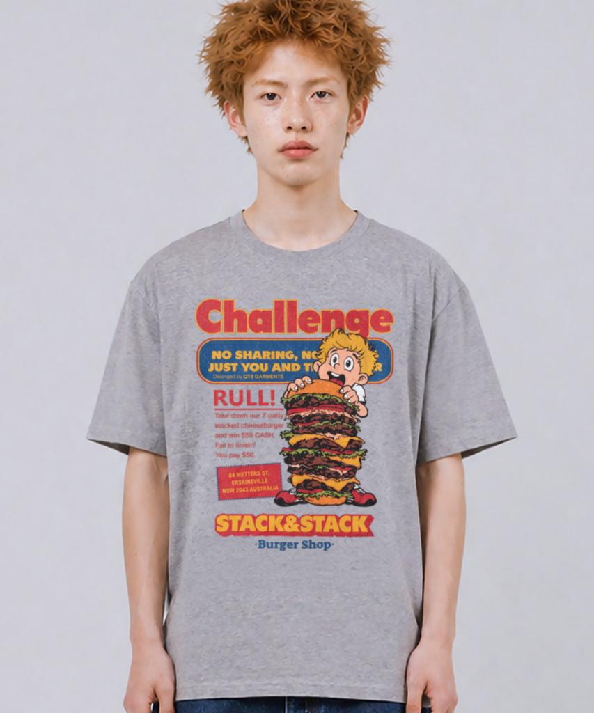 QT8 GARMENTS Lb Burger Challenge Washed Tee (Grey)