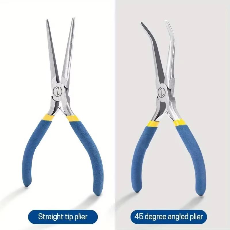 2pcs 6" Mini Needle Nose Pliers with Comfort Grip Handles, 2PCS Long Nose Pliers Set for Handmade Craft