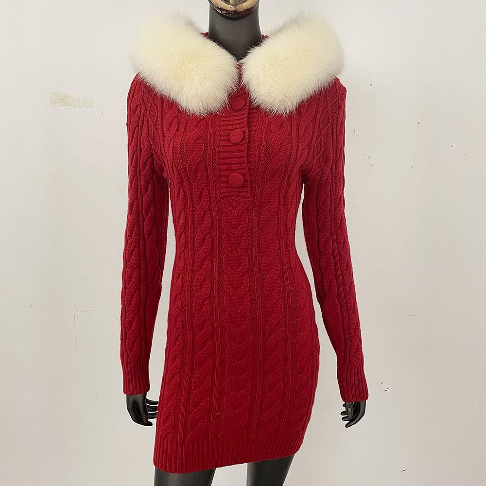 OFTBUY Мягкая длинная зимняя куртка из настоящего лисьего меха на осень, теплая вязаная куртка на молнии с капюшоном для женщин, повседневная куртка-свитер, тонкая женская элегантная оптовая продажа