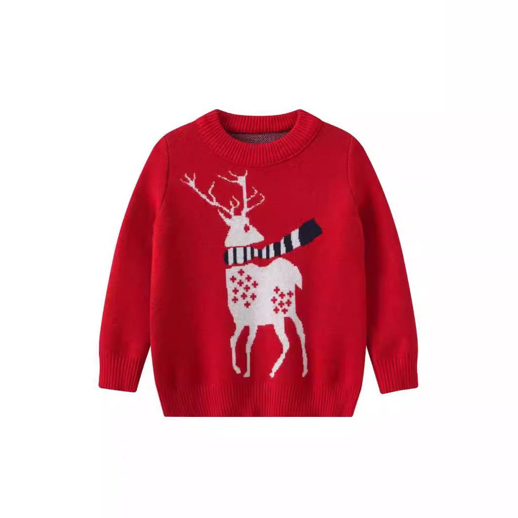 Fall and Winter Boys and Girls In Small Children's Children's Clothing Christmas Elk England Fashion Loose Pullover Sweater