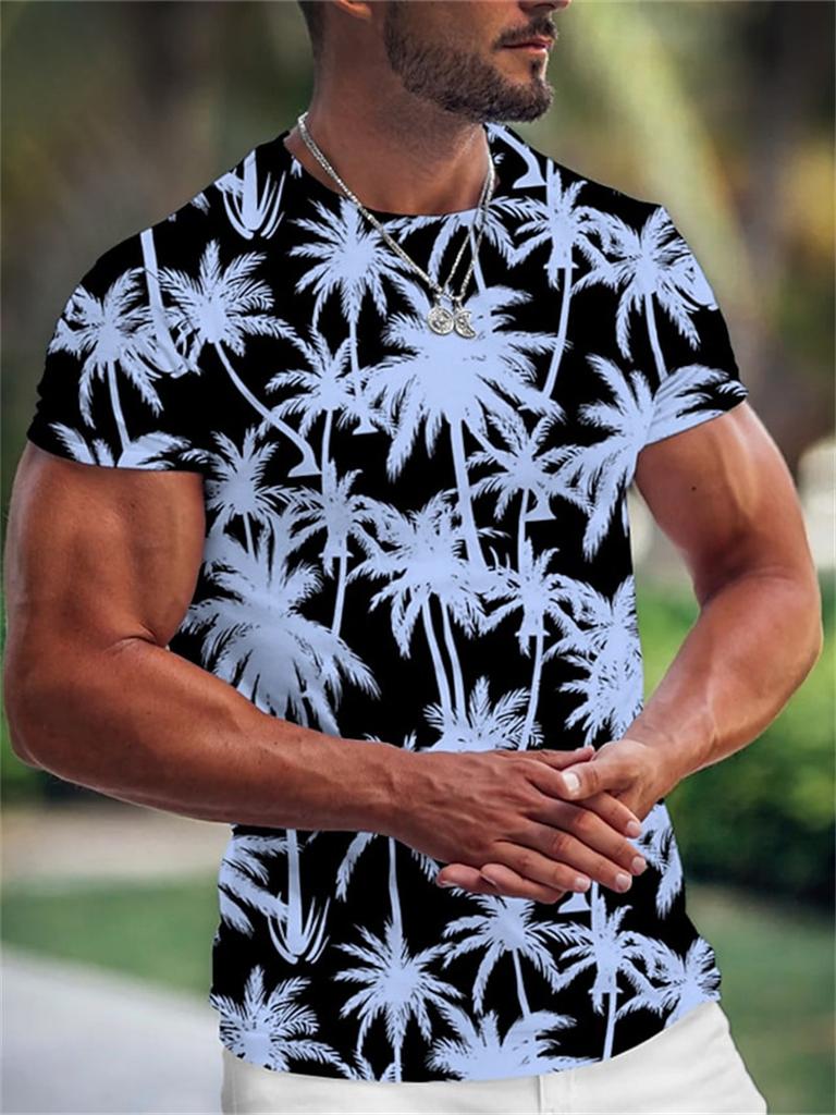 Summer Hawaiian Men's T-shirt 3d Print Tree Graphic T Shirt Fashion Short Sleeve Clothing Oversized Camiseta Streetwear Tee Tops