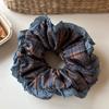 Оверсайз Клетчатый Контрастный Деликатный Рюшевый Скранчи Винтажный Большая Юбка Юбка Пучок Большого Размера Стиль Аксессуары для Волос