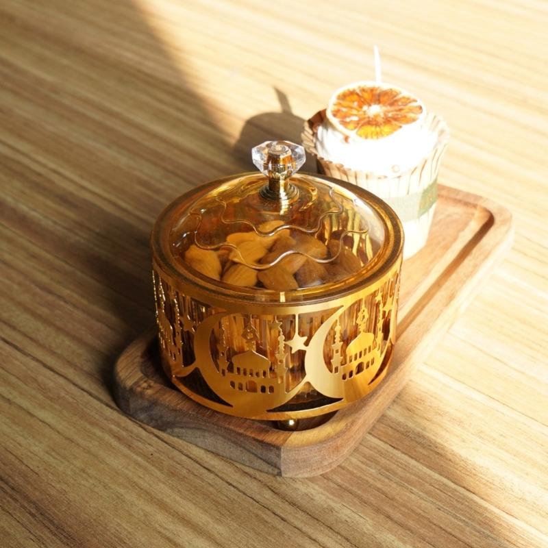 Elegant Eid Festival Candy Tray Snacks Display Plate Metal Texture Suitable for Celebration and Festival Gatherings