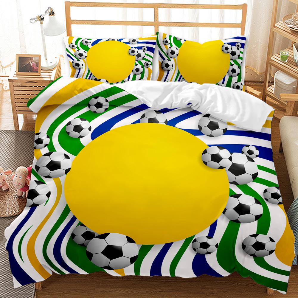 Three-Piece Set Sports Football Decorative Quilt Cover Bedding Kit Digital Printing