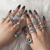 Retro Animal and Demon Eye Skull Rings: 20-Piece Exaggerated Punk Style Set