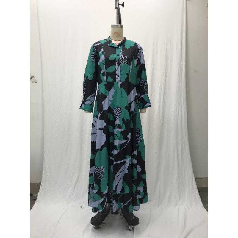 Женские летние длинные платья трапециевидной формы с цифровой печатью и талией