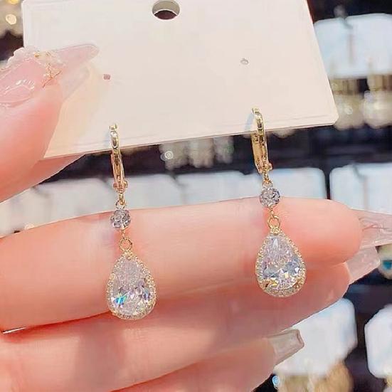 Chic Dangle Earrings Water Drop Pendant Alloy Decorative