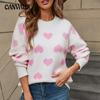 Winter Women's Heart Sweater Valentine's Day Round Neck Pullover Large Size Peach Heart Sweater