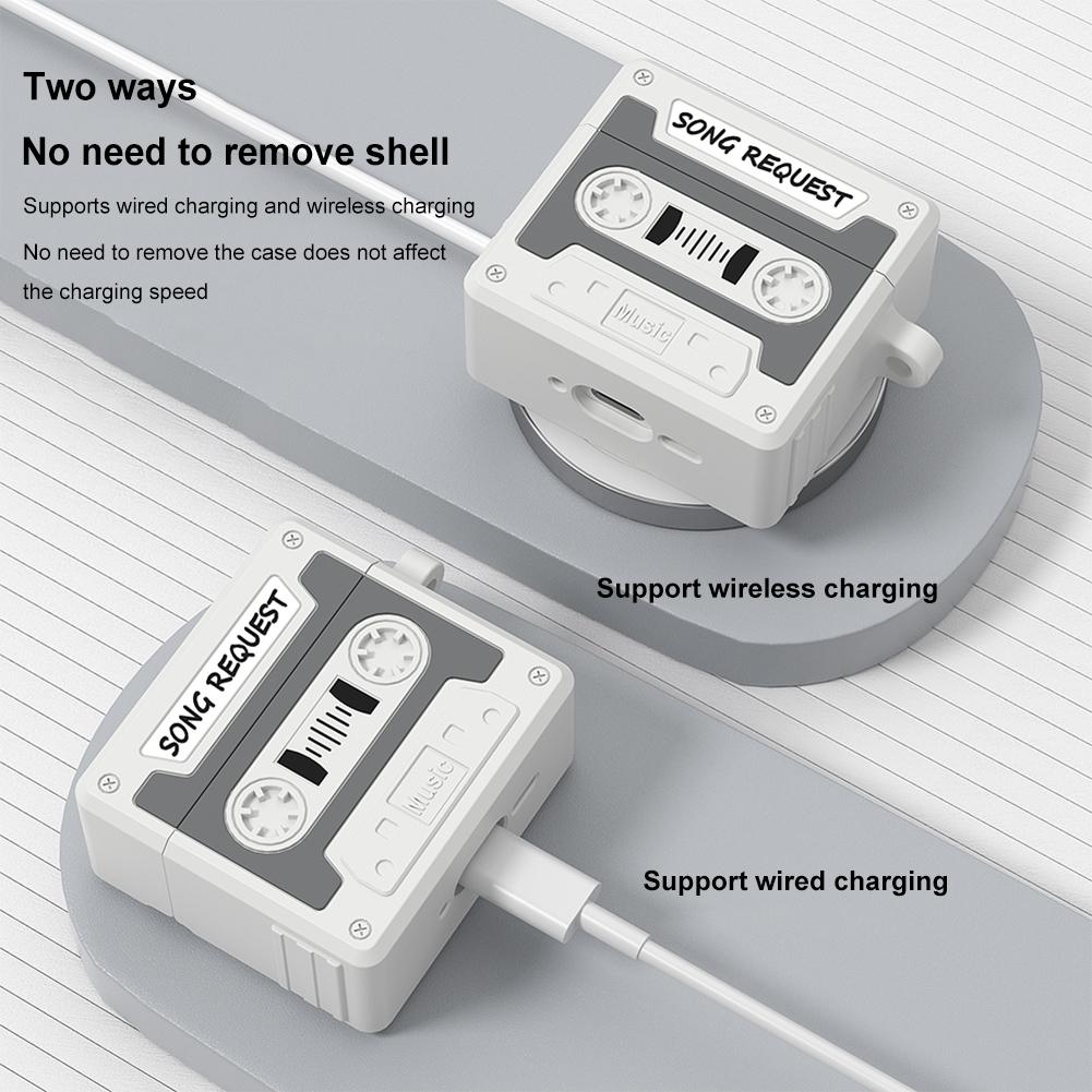 Силиконовый чехол с кассетой для AirPods 4 Gen (2025) 3D милый мягкий силиконовый чехол защитная пленка для AirPods 4-го поколения чехол