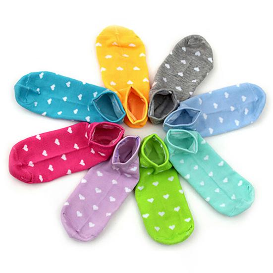 5 пар носков с милым рисунком в виде сердца из хлопковой смеси для женщин, носки до щиколотки для повседневной носки