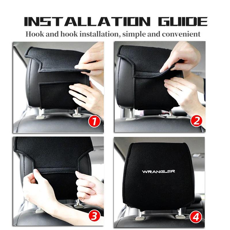 JOT2 For Jeep Car Headrest Cover Universal Interior Accessories Fit Trailhawk Cherokee Compass Grand Commander Rubicon
