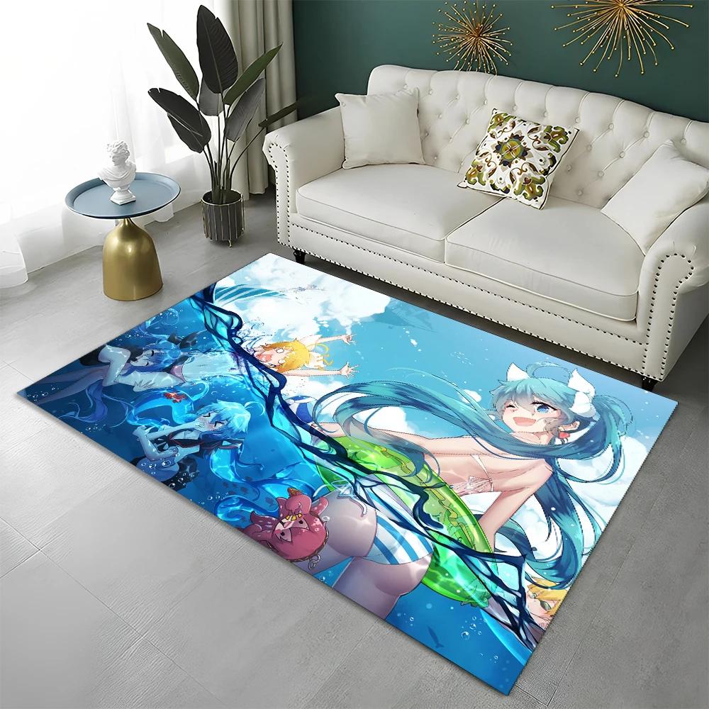 3D Cute Gawr Gura Hololive Cartoon Carpet Rug for Home Living Room Bedroom Sofa Doormat Decor,kids Area Rug Non-slip Floor Mat